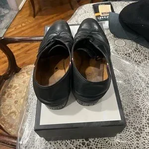 Gucci | Shoes | Gucci Mens Perforated Black Leather Stripe 